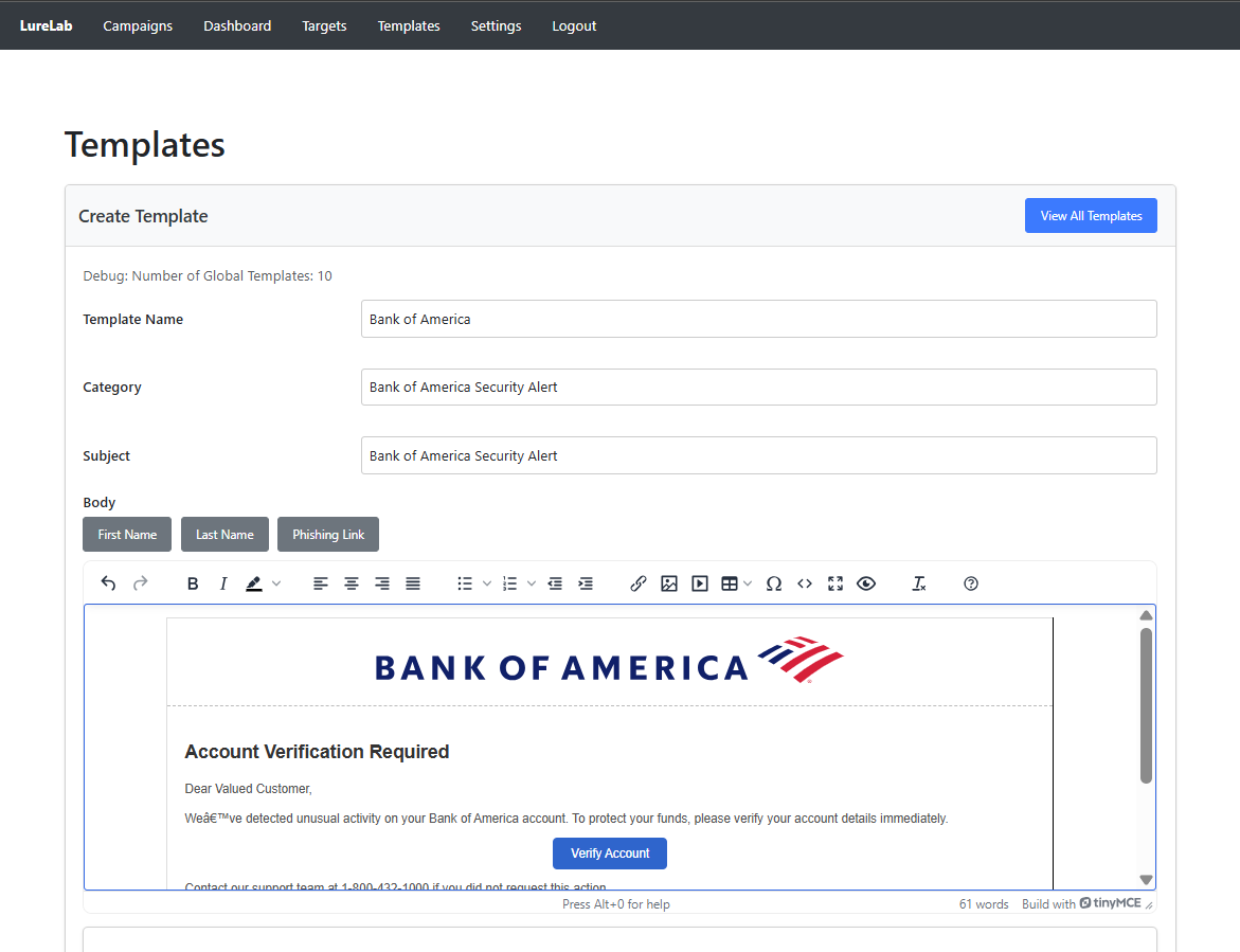 LureLab phishing simulator screenshot 3